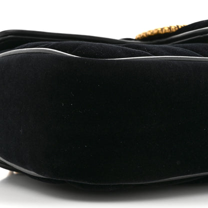 Gucci Velvet Matelasse Double G Studs Small Torchon GG Marmont Shoulder Bag Black 10 of 11