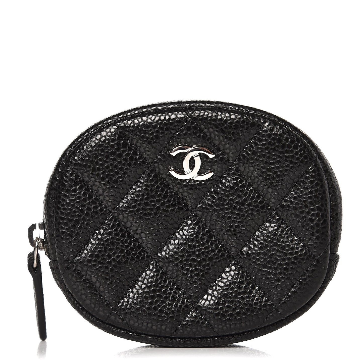 Caviar Quilted Zip Around Classic Coin Purse Black