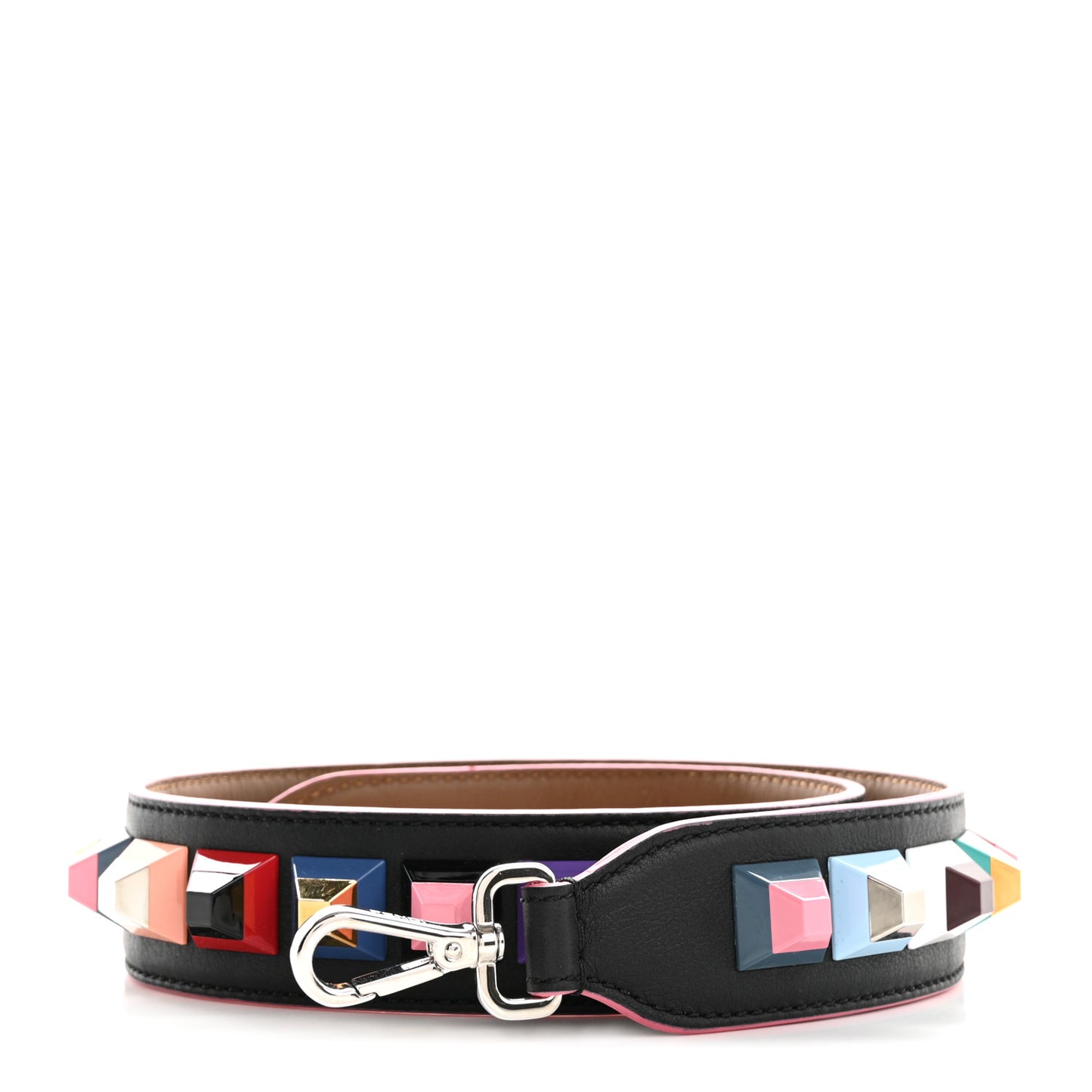 Vitello Dolce Plexiglass Bi-Color Studded Strap You Black Brownie Multicolor