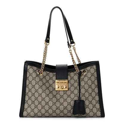 Gucci GG Supreme Monogram Medium Padlock Tote Black 1 of 12