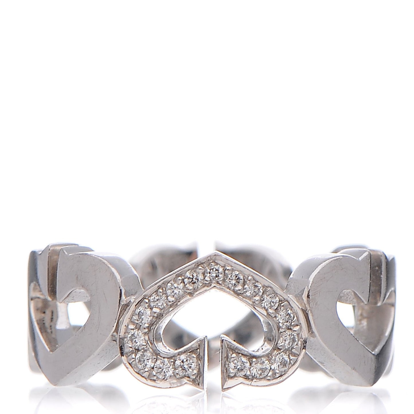 18K White Gold Diamond Hearts and Symbols Ring 49 4.75