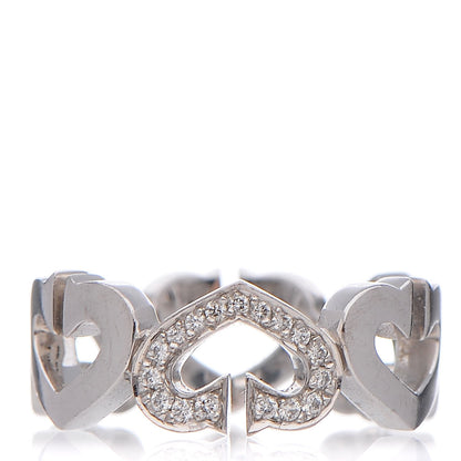 Cartier 18K White Gold Diamond Hearts and Symbols Ring 49 4.75 1 of 5