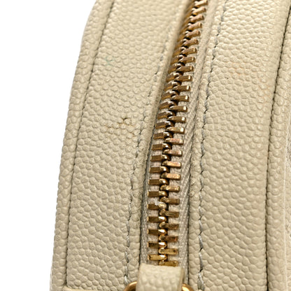 Saint Laurent Grain De Poudre Matelasse Chevron Quilted Round Vinyle Camera Bag Crema Soft 10 of 11