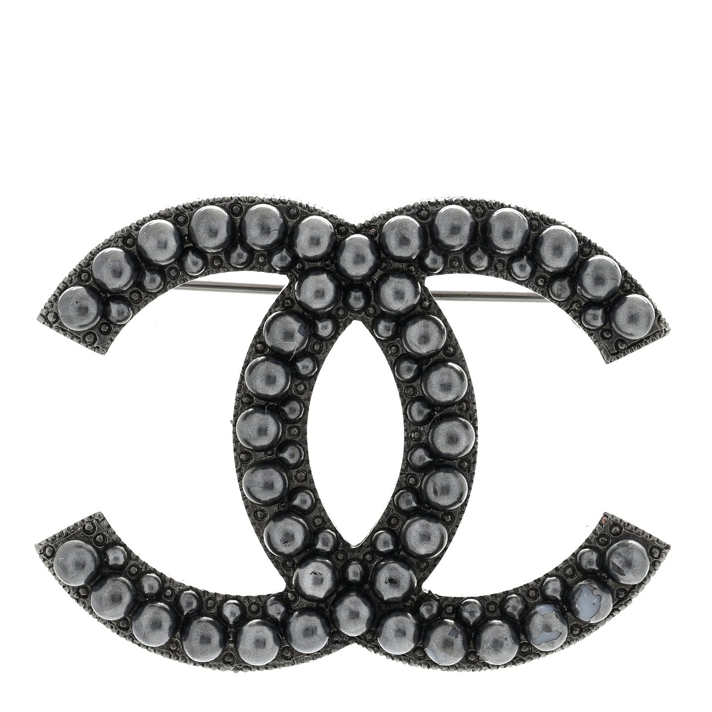 Ruthenium Pearl CC Brooch Dark Grey