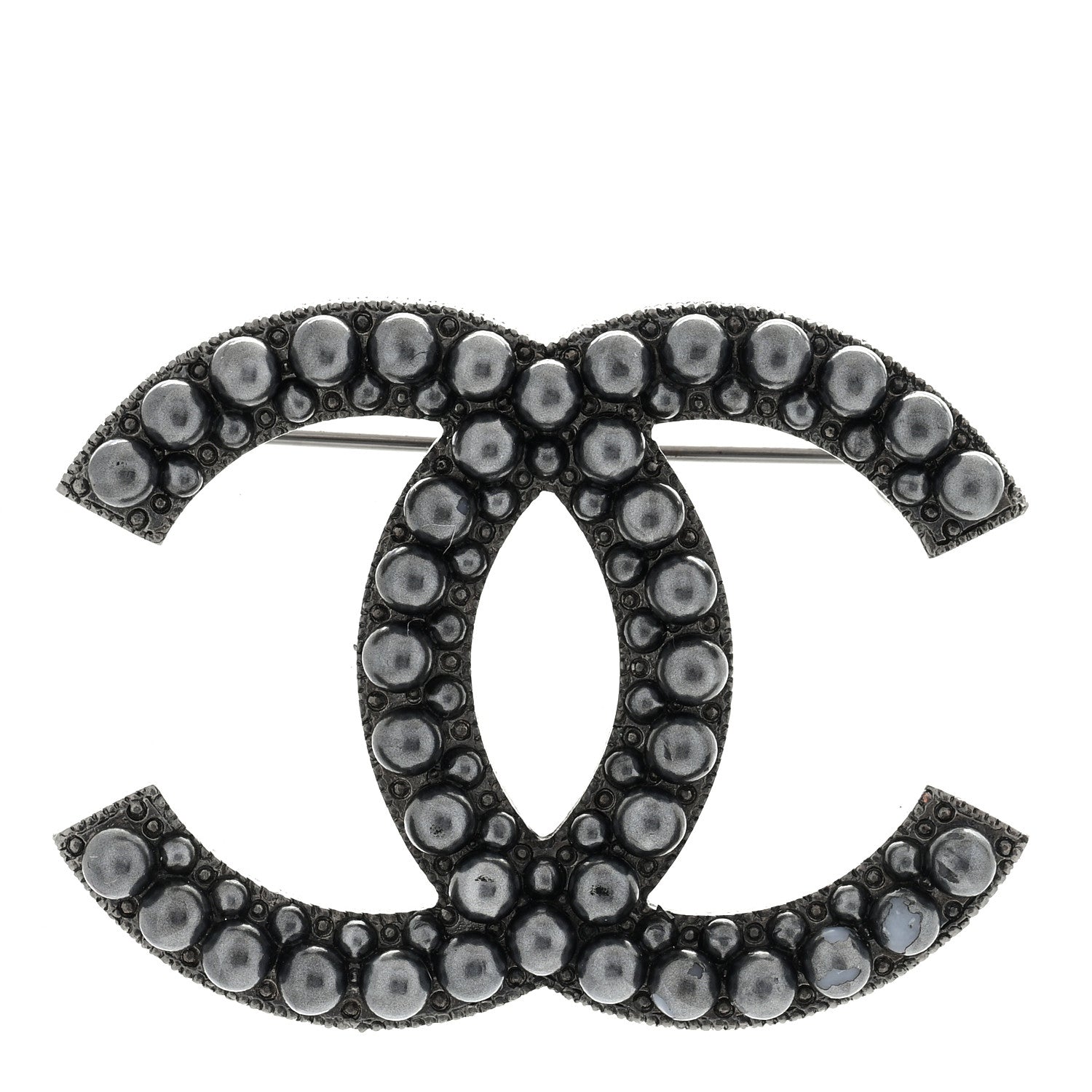 Chanel Ruthenium Pearl CC Brooch Dark Grey 1 of 4
