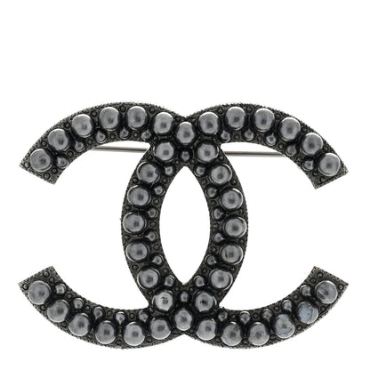 Chanel Ruthenium Pearl CC Brooch Dark Grey 1 of 4