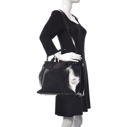 Burberry Shiny Soft Calfskin Medium Banner Tote Black 2 of 9