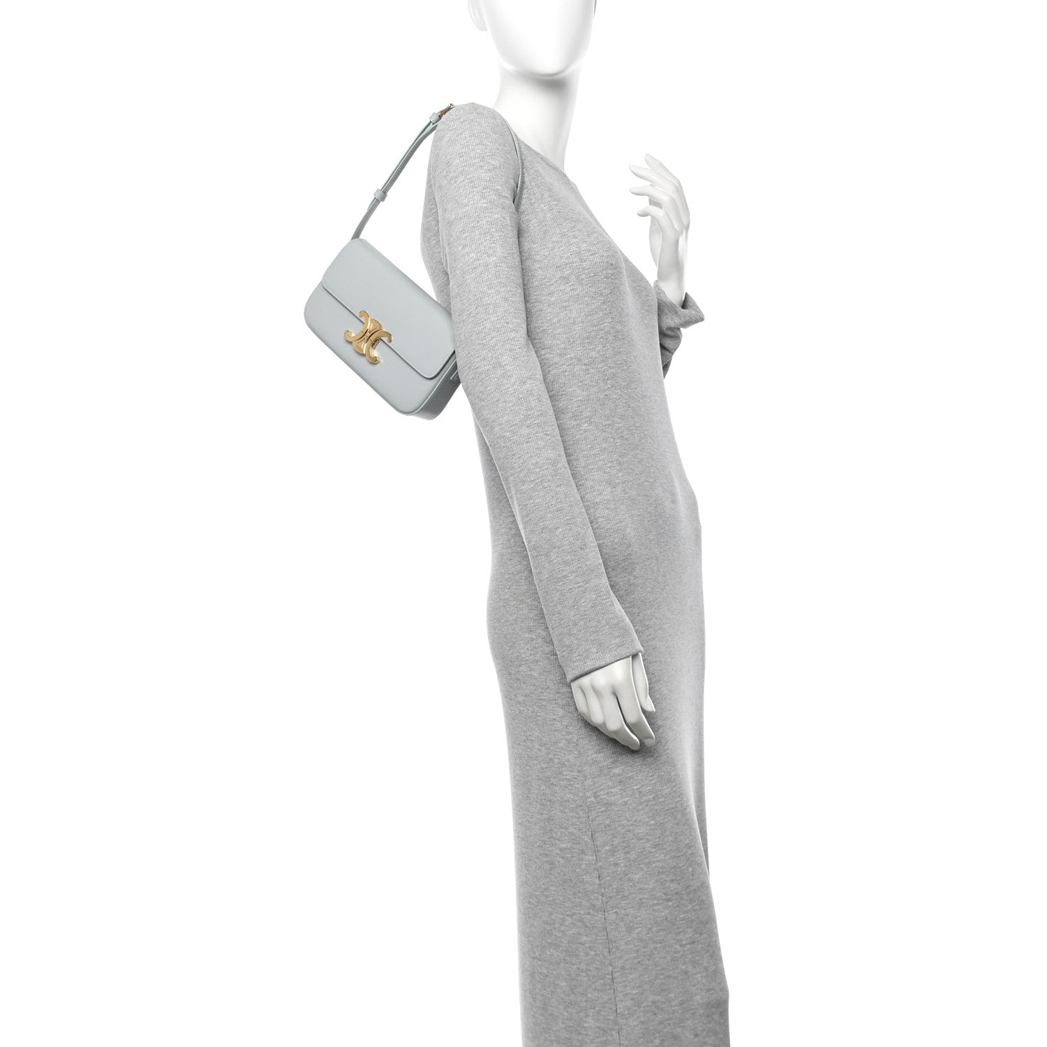 Celine Natural Calfskin Triomphe Shoulder Bag Ice Blue 2 of 11