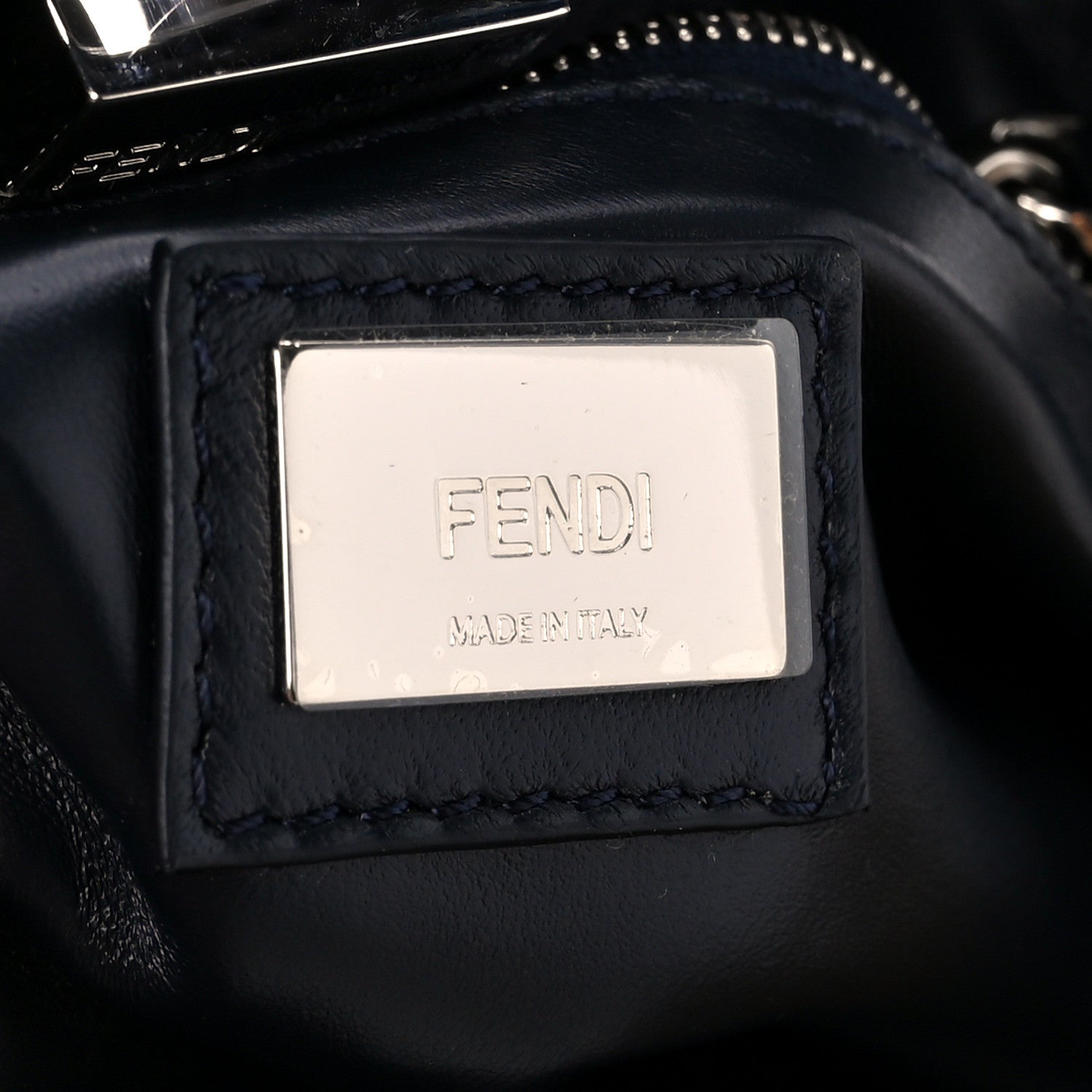 Fendi Nappa Bi-Color Studded Mini Peekaboo Iconic Satchel Cuoio Blue 7 of 12