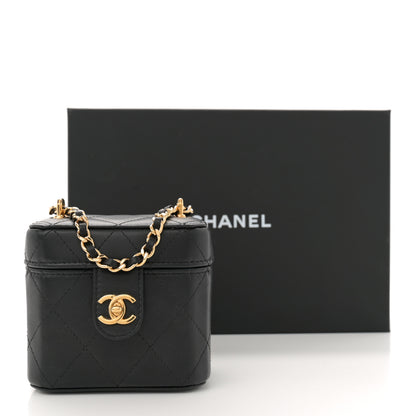 Chanel Lambskin Quilted Vanity Clutch With Chain Black 11 of 11