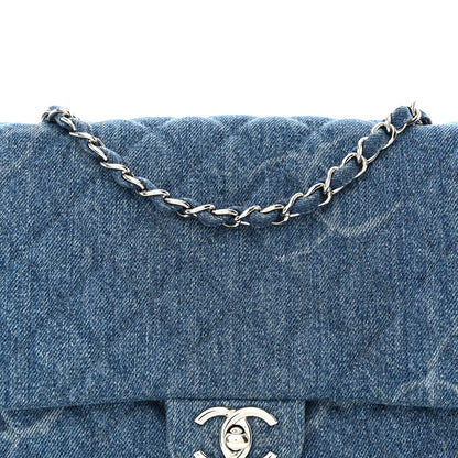 Chanel Denim Quilted CC Print Jumbo Single Flap Blue 8 of 10
