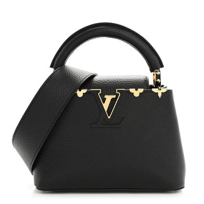 Louis Vuitton Taurillon Embellished Flower Crown Capucines Mini Black 1 of 9