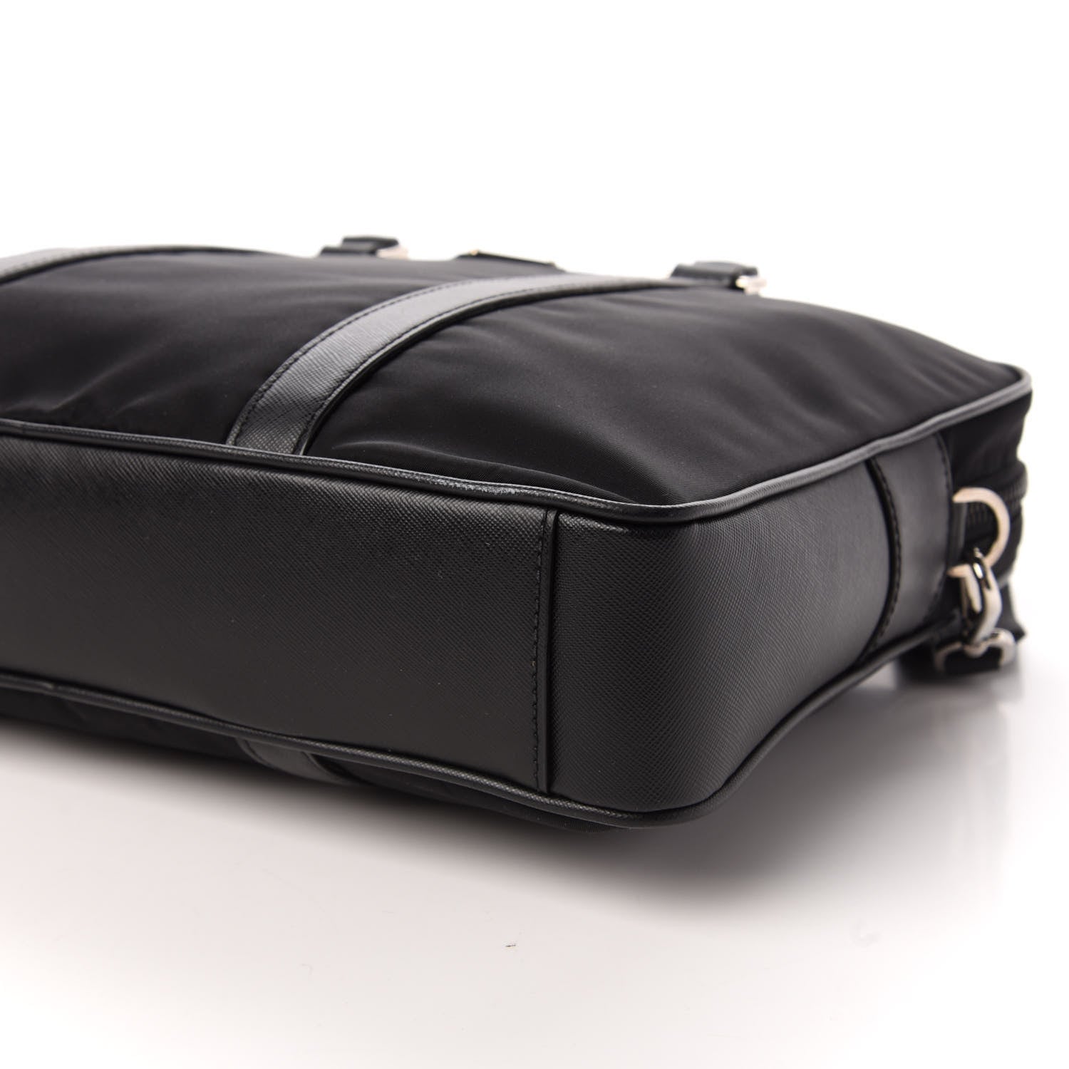 Prada Tessuto Nylon Saffiano Metal Triangle Logo Work Bag Black 8 of 8