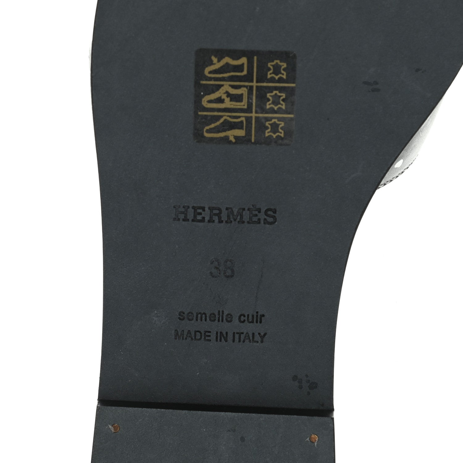 Hermes Calfskin Peinture Fraiche Oran Sandals 38 White Black 8 of 8