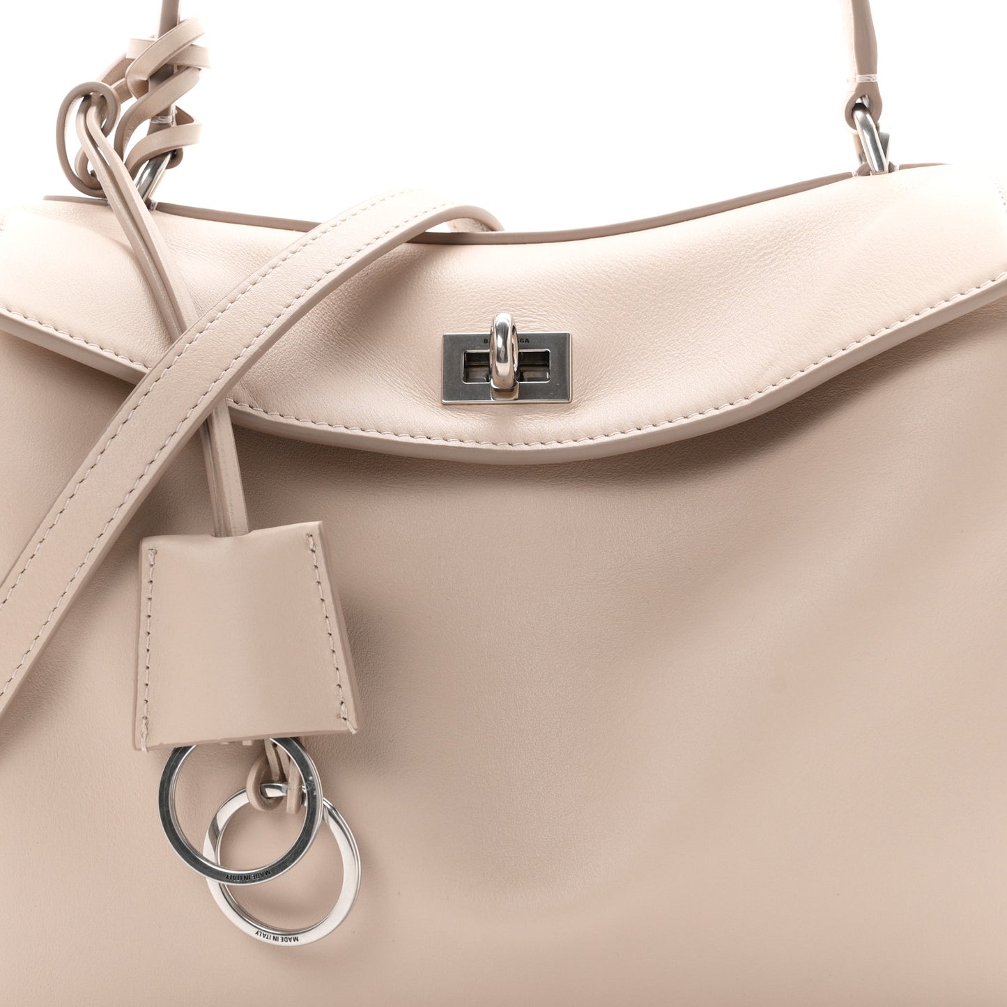 Natural Smooth Calfskin Small Rodeo Top Handle Handbag Almond