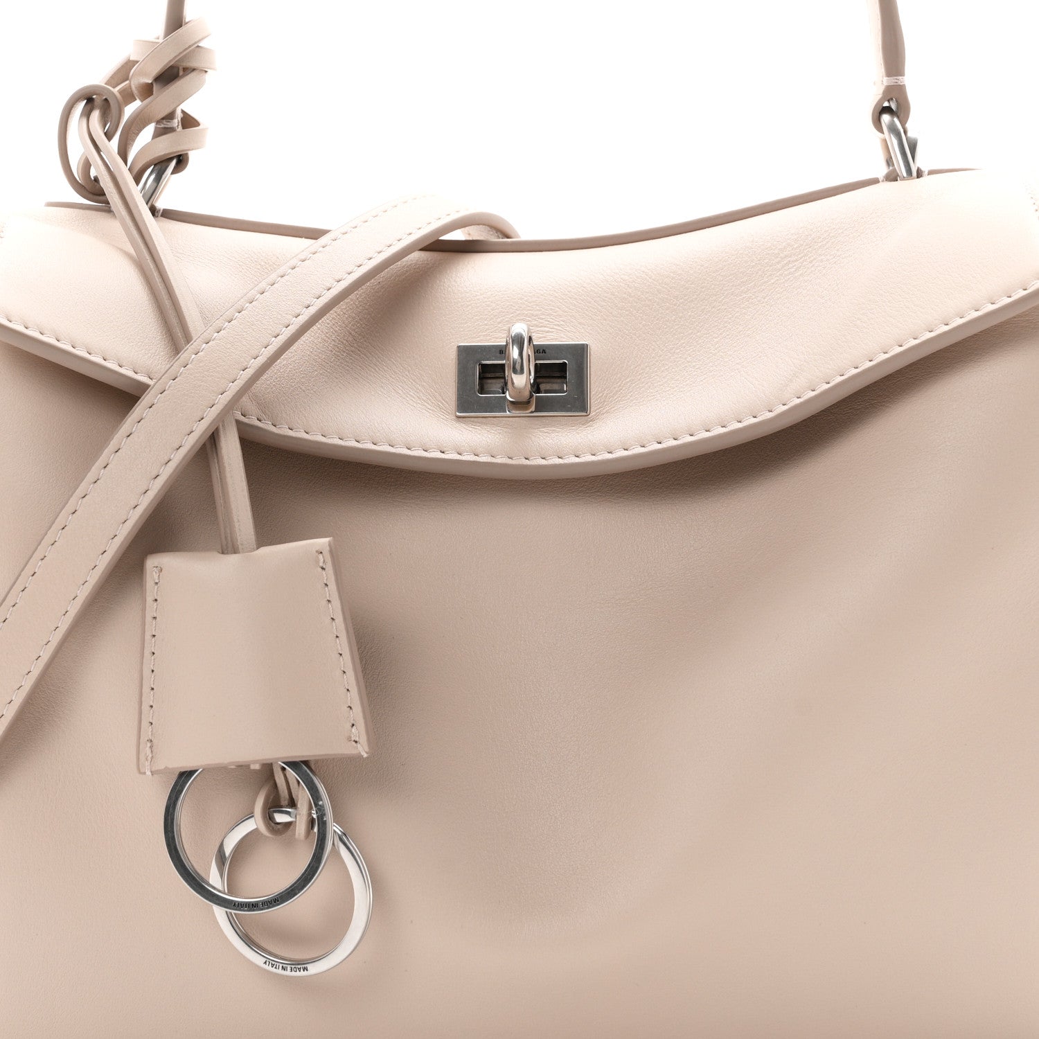 Balenciaga Natural Smooth Calfskin Small Rodeo Top Handle Handbag Almond 7 of 9