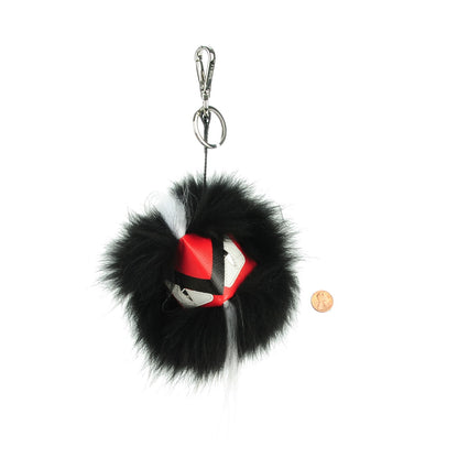 Fendi Vitello Elite Fox Goat Fur Igor Monster Bag Bug Cube Charm Rosso Black White 2 of 5