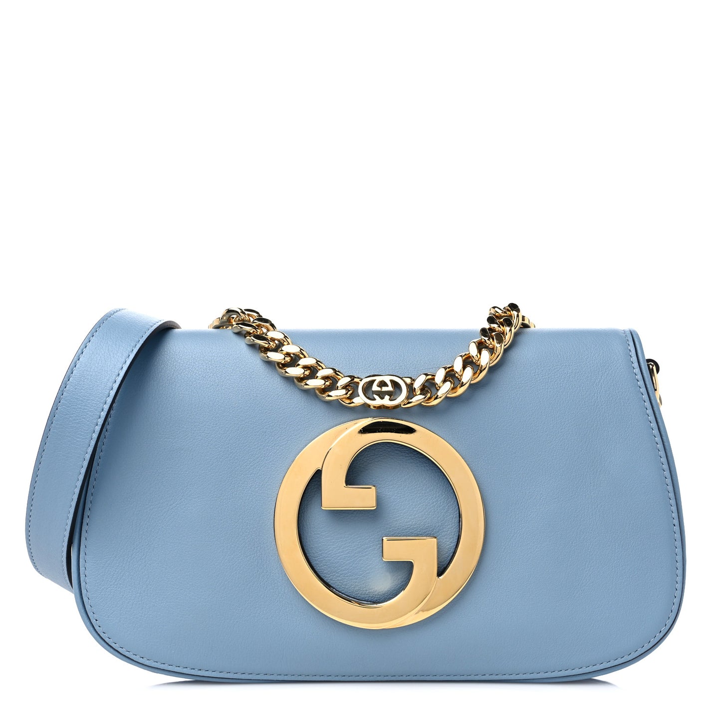 Roxy Calfskin Blondie Chain Shoulder Flap Bag Cloudy Blue