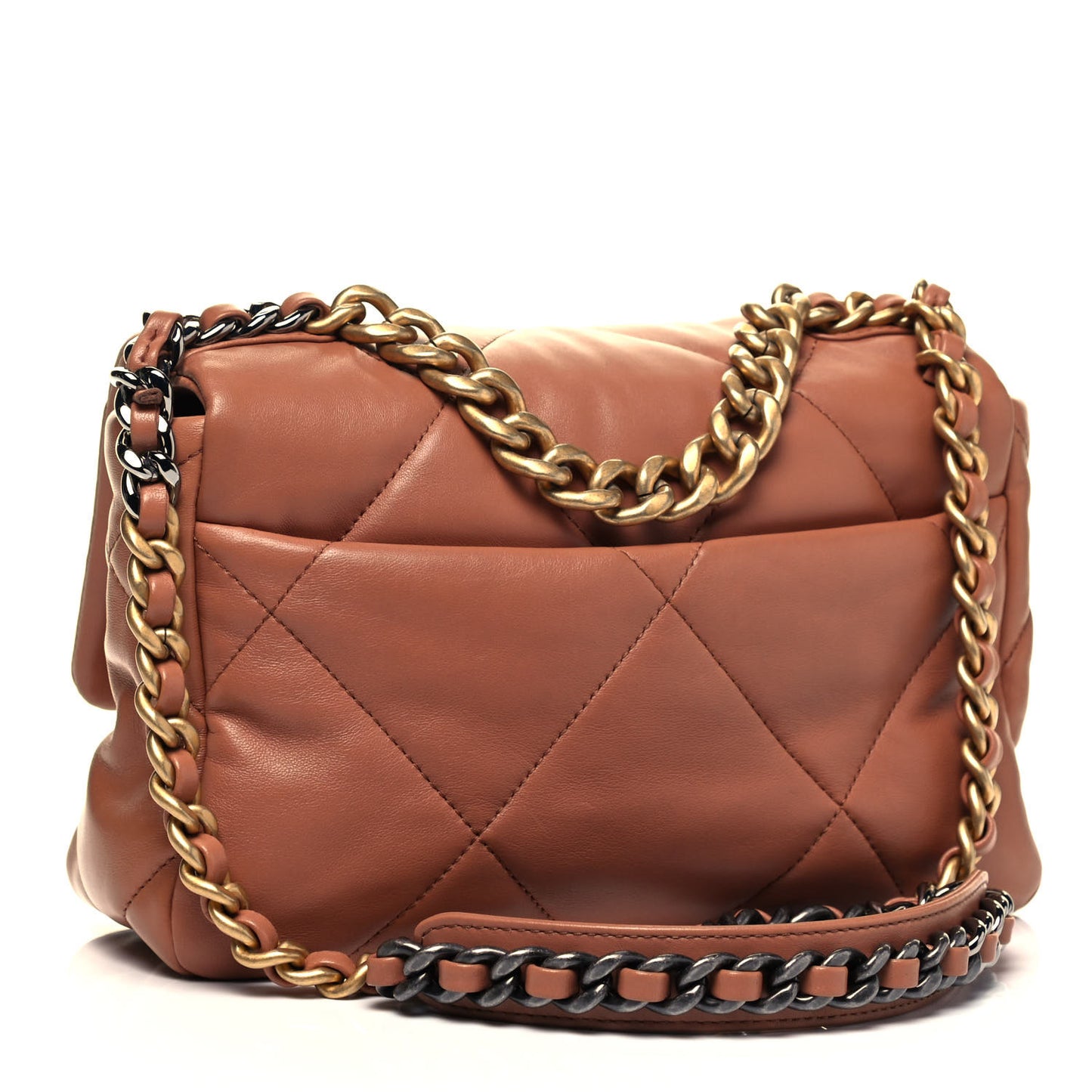 Lambskin Quilted Medium Chanel 19 Flap Brown