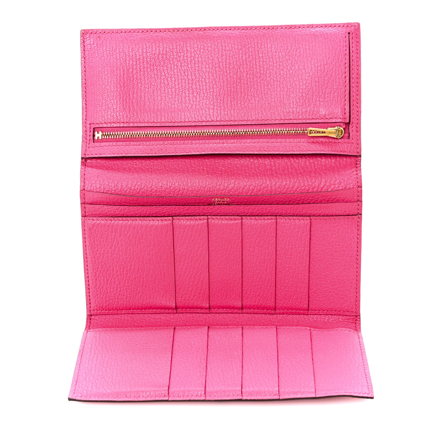 Hermes Chèvre Mysore Bearn Gusset Wallet Rose Shocking 6 of 14