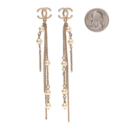 Chanel Pearl Beaded CC Drop Earrings Gold 2 of 5