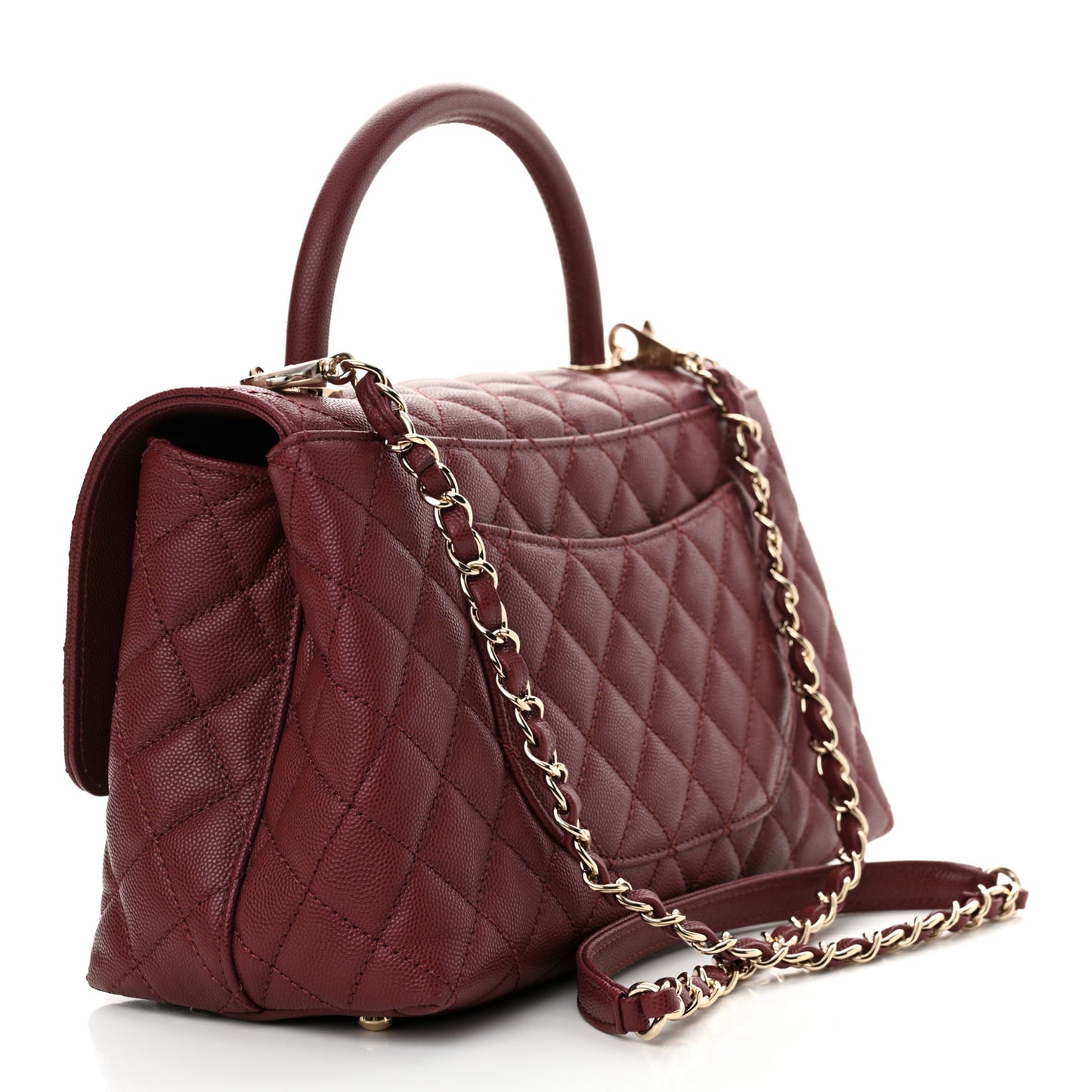 Caviar Quilted Small Coco Handle Flap Burgundy