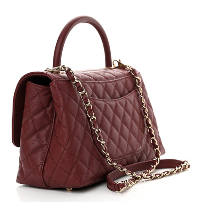 Chanel Caviar Quilted Small Coco Handle Flap Burgundy 3 of 10