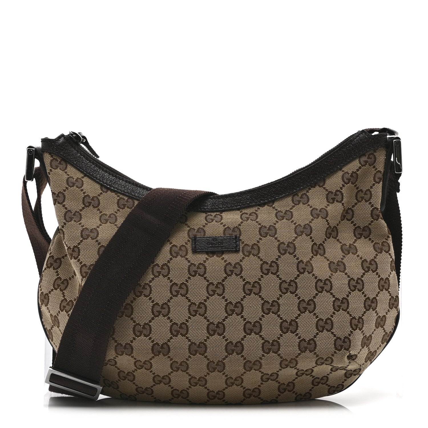 Gucci Monogram Medium Half Moon Hobo Dark Brown 2 of 22