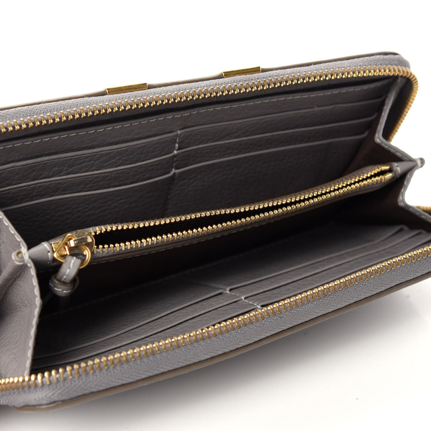 Calfskin Marcie Long Zip Around Wallet Cashmere Grey
