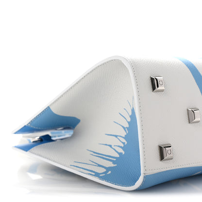 Salvatore Ferragamo Calfskin Print Mini The Studio Bag White Blue 7 of 8