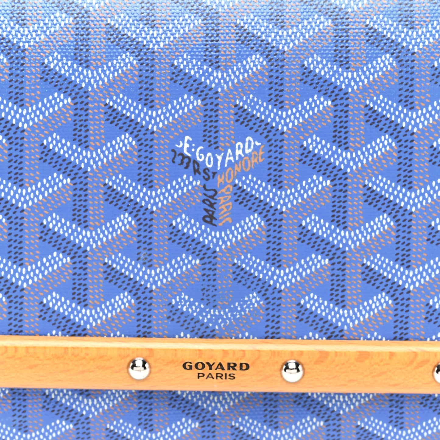 Goyardine Monte Carlo Bois Clutch With Strap Sky Blue
