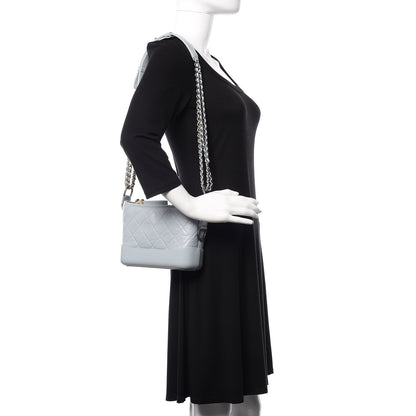 Chanel Aged Calfskin Quilted Small Gabrielle Hobo Light Blue 2 of 10