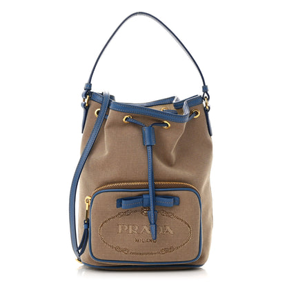 Prada Jacquard Logo Mini Bucket Crossbody Bag Corda Azzurro 1 of 15