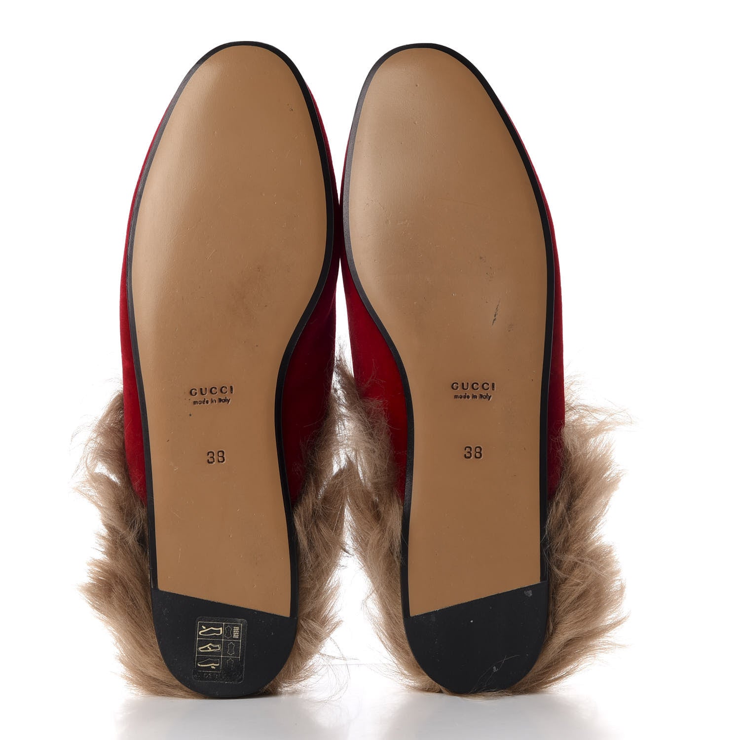 Gucci Velvet Fur Womens Princetown Slippers 38 Hibiscus Red 5 of 10