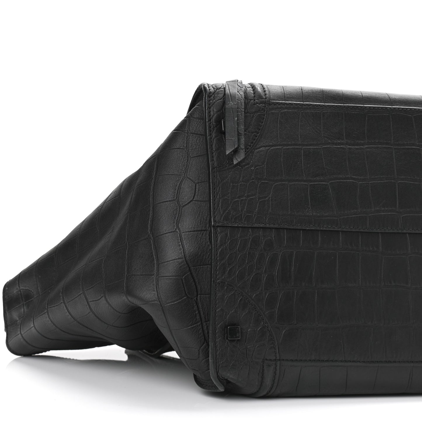 Crocodile Embossed Calfskin Large Phantom Luggage Black