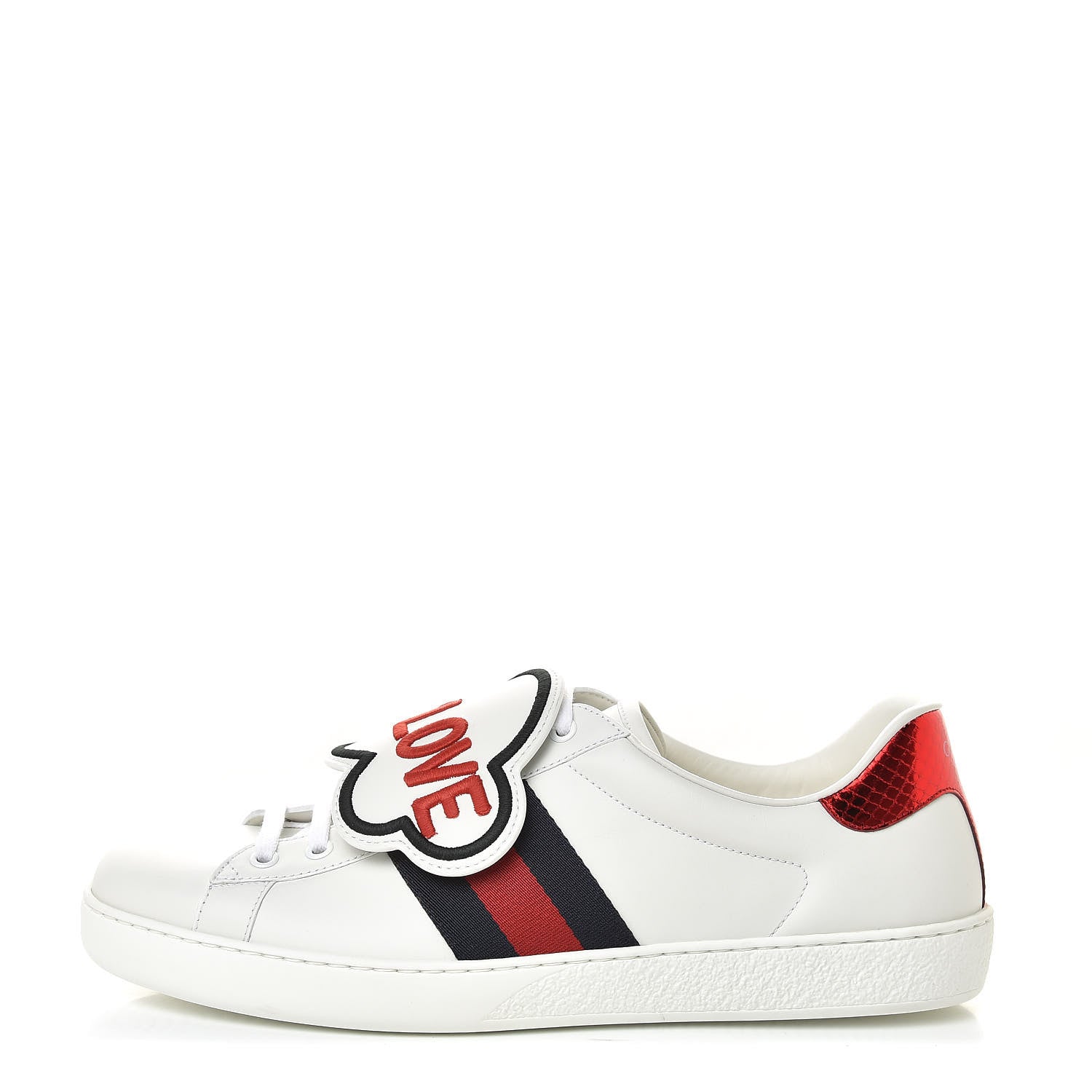 Gucci Calfskin Ayers Web Blind for Love Embroidered Mens Ace Sneakers 10.5 White 1 of 11