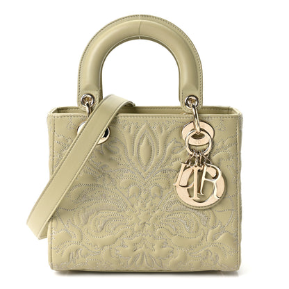 Christian Dior Calfskin Ornamental Embroidered Small Lady Dior Sage Green 1 of 10