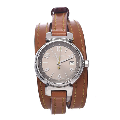 Louis Vuitton Stainless Steel Calfskin 28mm Tambour Triple Wrap Quartz Watch Champagne 1 of 11