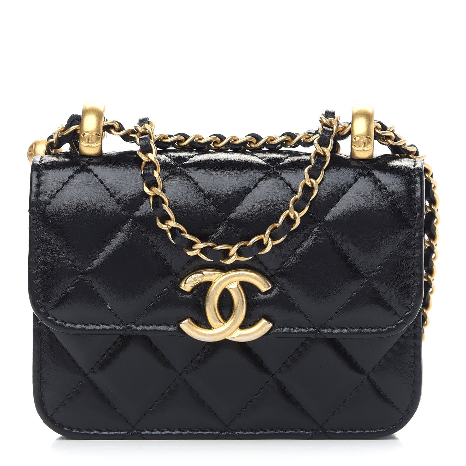 Chanel Calfskin Quilted Perfect Fit Coin Purse With Chain Black 1 of 10
