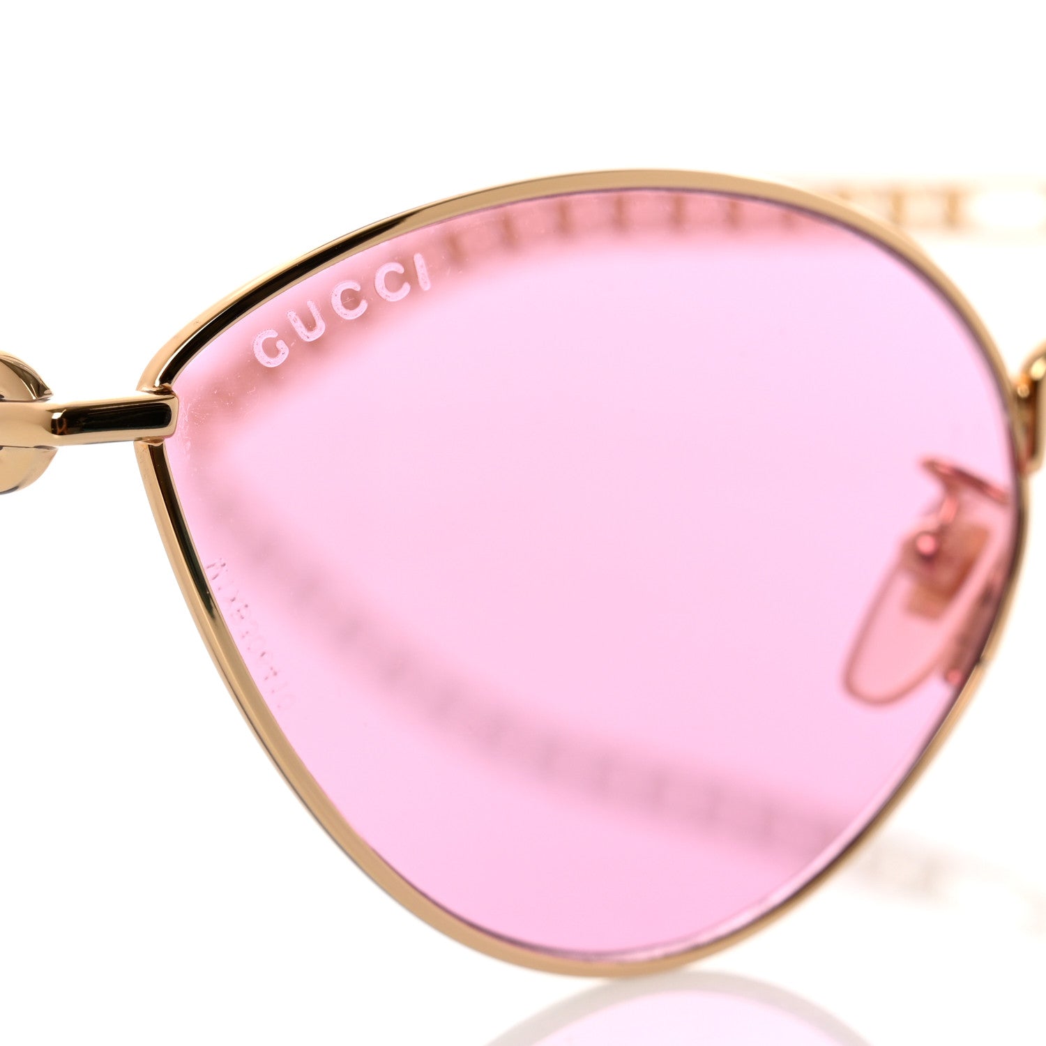 Gucci Metal Chain Cat Eye GG0977S Sunglasses Havana Pink 7 of 7