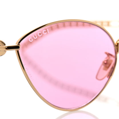 Gucci Metal Chain Cat Eye GG0977S Sunglasses Havana Pink 7 of 7