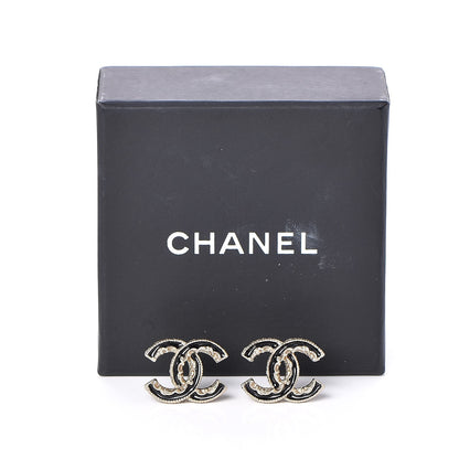 Chanel Enamel CC Baroque Earrings Black Gold 5 of 5