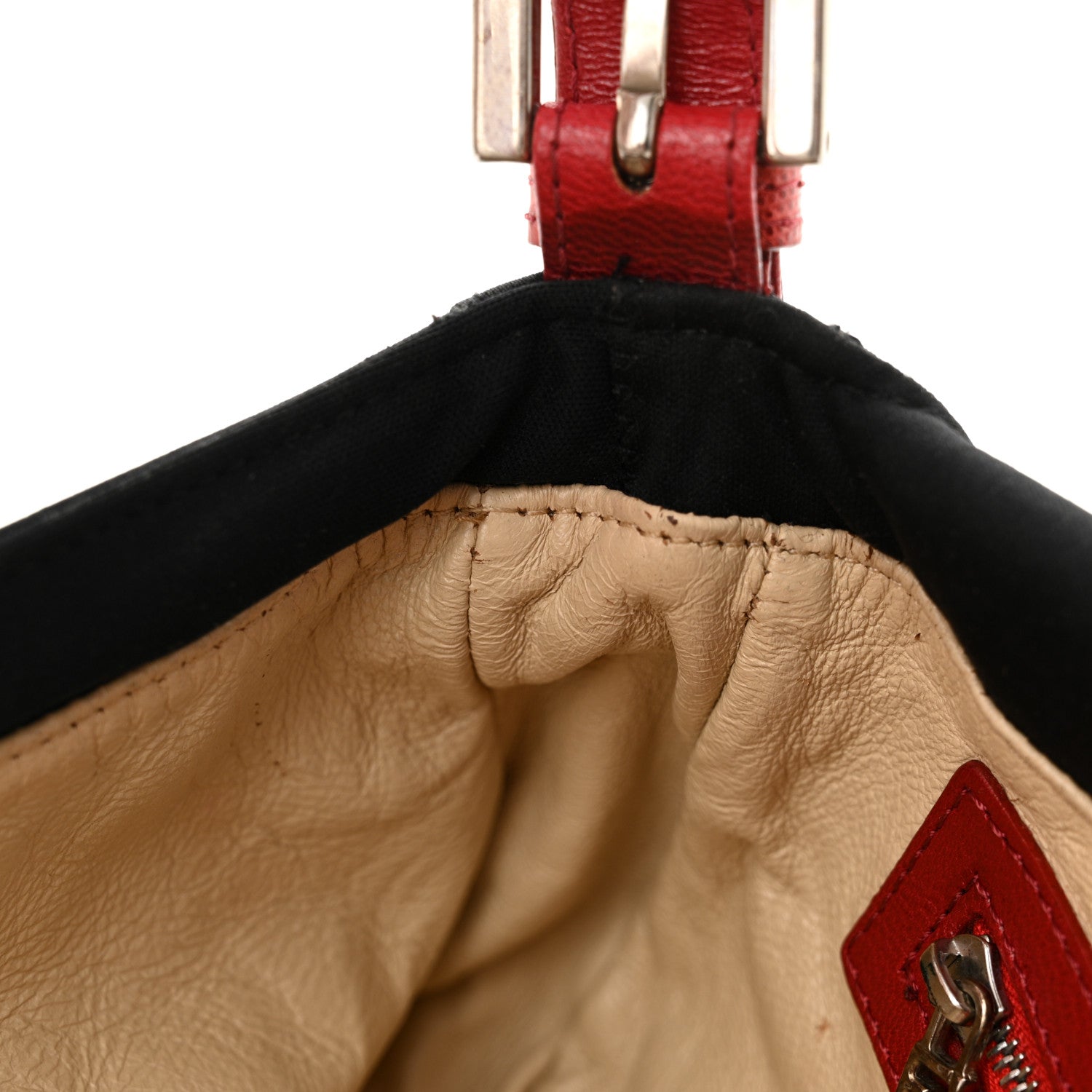 Fendi Neoprene Lizard Beaded Crystal Baguette Black Red 11 of 17