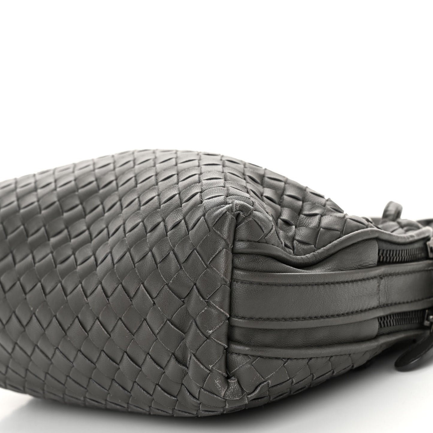 BOTTEGA VENETA Nappa Intrecciato Pillow Crossbody Messenger Light Grey