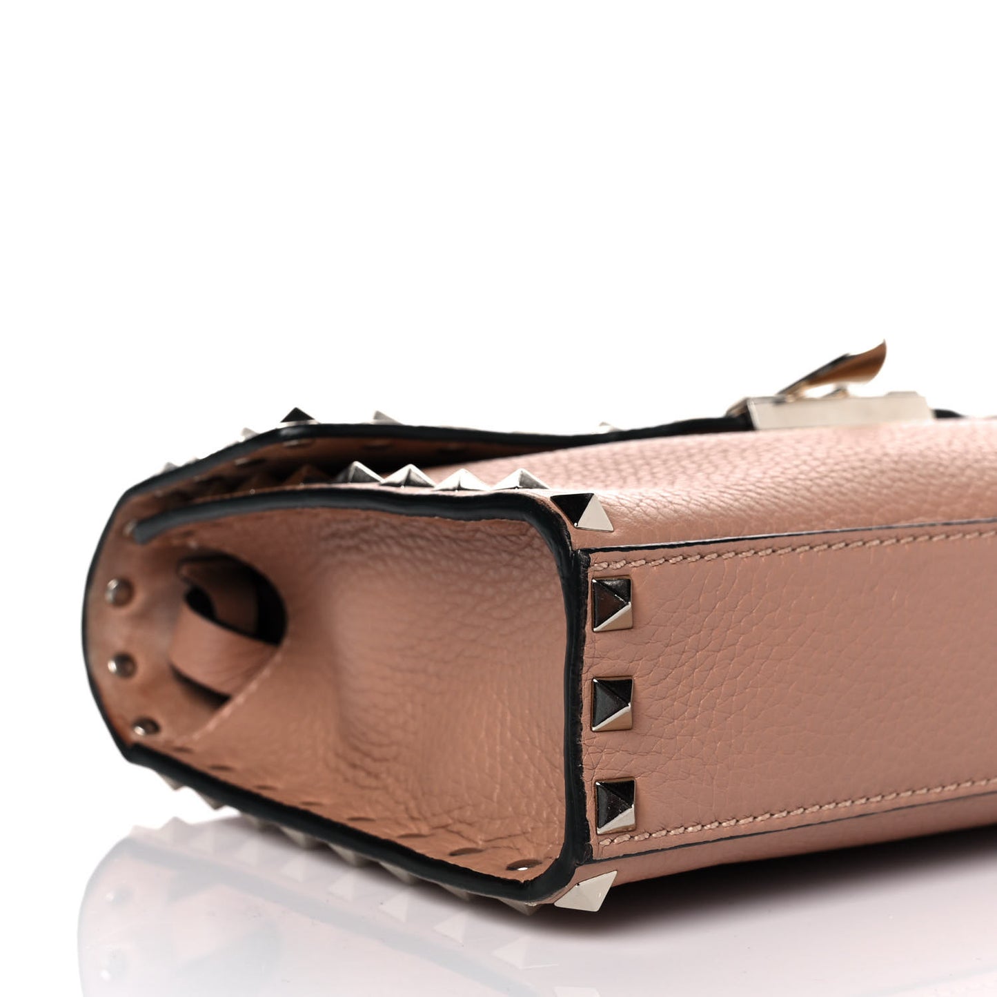 Pebbled Calfskin Medium Rockstud Flip Lock Crossbody Bag Skin Sorbet