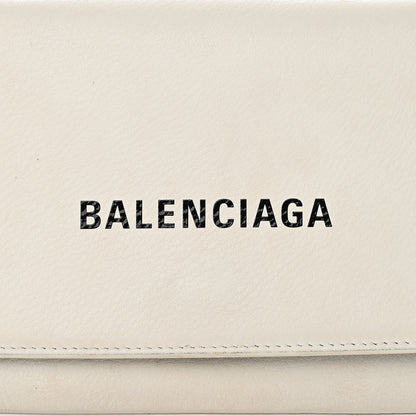 Balenciaga Pebbled Calfskin Logo Everyday Flap Chain Wallet White 7 of 12