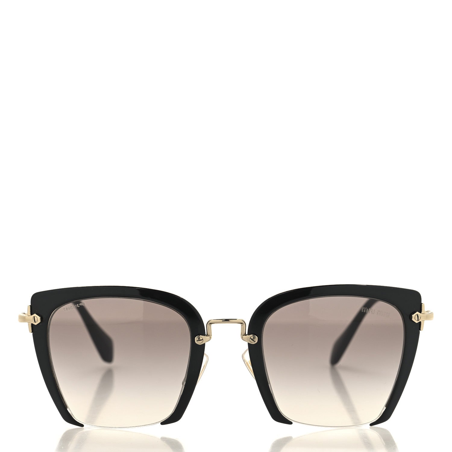 Miu Miu Metal Square Sunglasses SMU 52R Black Gold 2 of 7