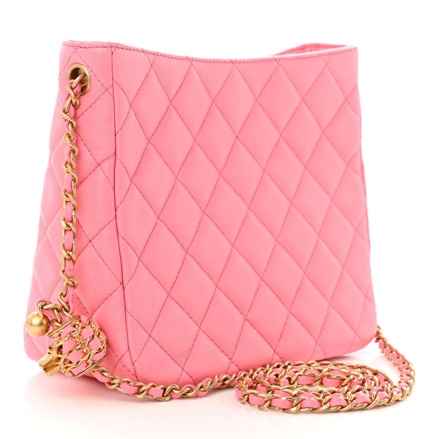 Lambskin Quilted Small Pearl Crush Hobo Pink