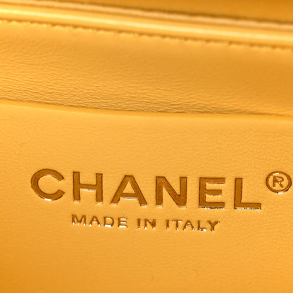 Chanel Raffia Lambskin Small Flap Bag Beige Yellow 5 of 9
