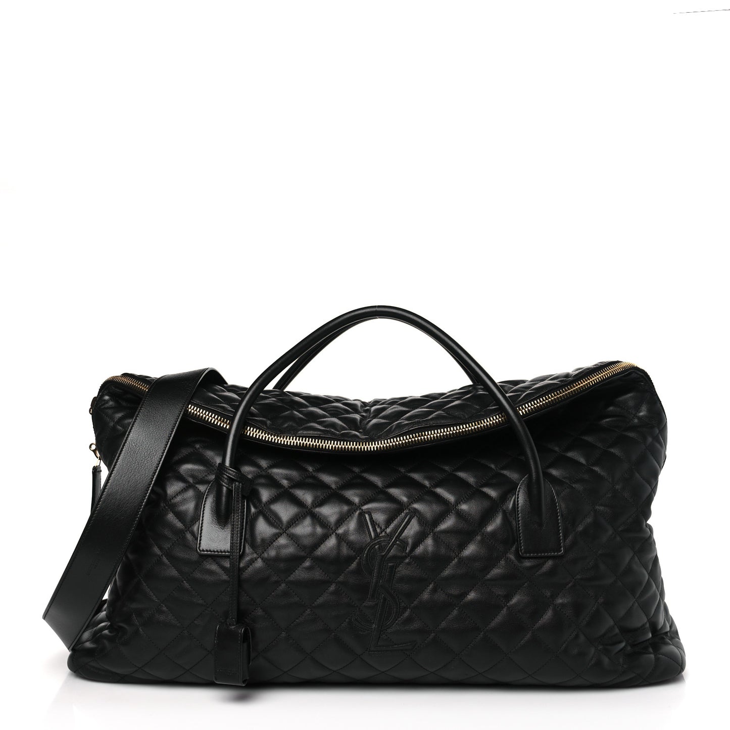 Calfskin Quilted ES Giant Travel Bag Black